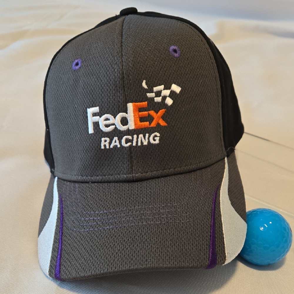 FedEx Racing Adjustable Baseball Cap Gray Black Purple | NASCAR | NWOT